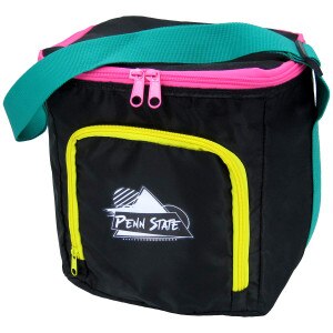 80s rad cooler with neon colors and Penn State on front